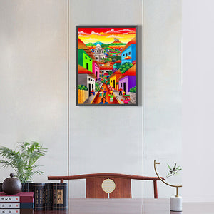 Colorful Buildings 30*40CM(Canvas) Full Round Drill Diamond Painting
