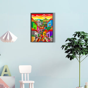 Colorful Buildings 30*40CM(Canvas) Full Round Drill Diamond Painting