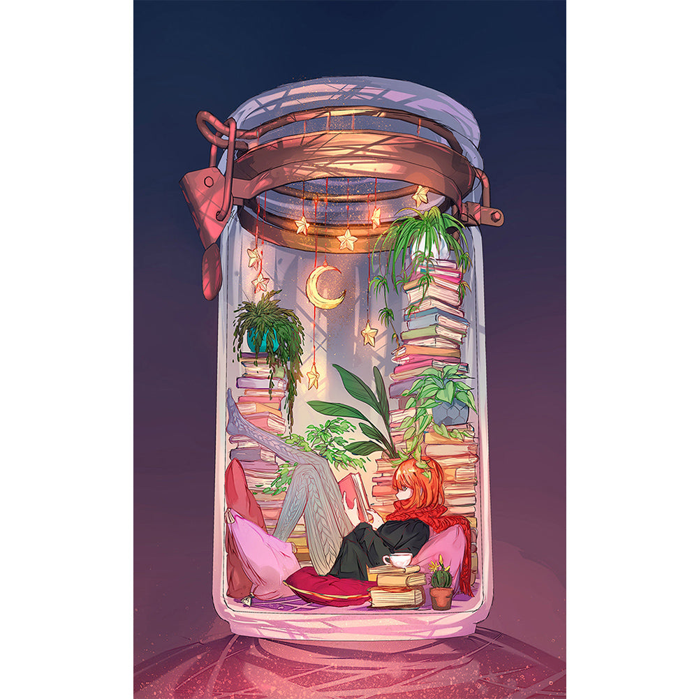Girl In A Bottle 30*50CM(Canvas) Full Round Drill Diamond Painting