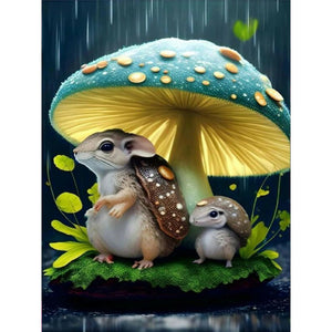 Squirrel Hiding From The Rain 30*40CM(Canvas) Full Round Drill Diamond Painting
