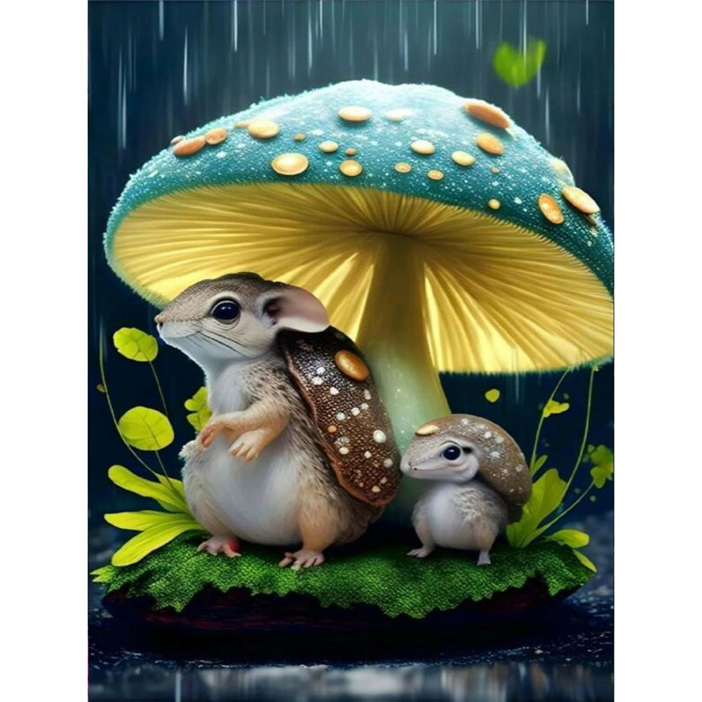 Squirrel Hiding From The Rain 30*40CM(Canvas) Full Round Drill Diamond Painting