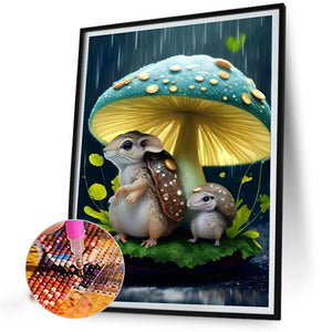 Squirrel Hiding From The Rain 30*40CM(Canvas) Full Round Drill Diamond Painting