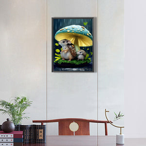 Squirrel Hiding From The Rain 30*40CM(Canvas) Full Round Drill Diamond Painting
