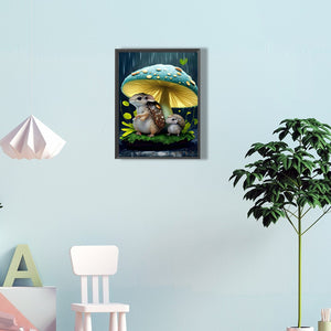 Squirrel Hiding From The Rain 30*40CM(Canvas) Full Round Drill Diamond Painting