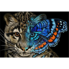 Load image into Gallery viewer, Blue Butterfly Cat 60*40CM(Canvas) Full Round Drill Diamond Painting
