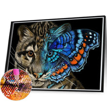 Load image into Gallery viewer, Blue Butterfly Cat 60*40CM(Canvas) Full Round Drill Diamond Painting
