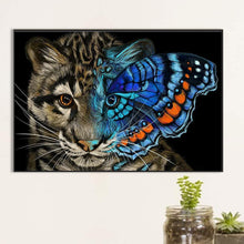 Load image into Gallery viewer, Blue Butterfly Cat 60*40CM(Canvas) Full Round Drill Diamond Painting
