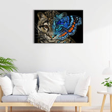 Load image into Gallery viewer, Blue Butterfly Cat 60*40CM(Canvas) Full Round Drill Diamond Painting
