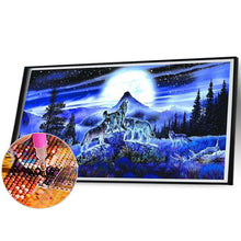 Load image into Gallery viewer, Howling Wolf At Night 70*40CM(Canvas) Full Round Drill Diamond Painting
