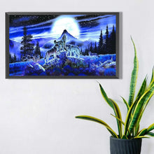 Load image into Gallery viewer, Howling Wolf At Night 70*40CM(Canvas) Full Round Drill Diamond Painting
