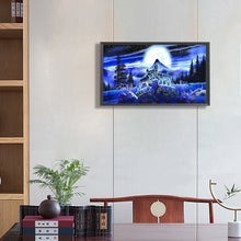 Load image into Gallery viewer, Howling Wolf At Night 70*40CM(Canvas) Full Round Drill Diamond Painting
