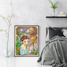 Load image into Gallery viewer, Yishu - Little Girl And Flowers - 40*56CM 11CT 3 Stamped Cross Stitch
