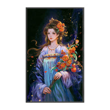 Load image into Gallery viewer, Yishu - Girl With Long Hair And Flowers - 50*80CM 11CT 3 Stamped Cross Stitch
