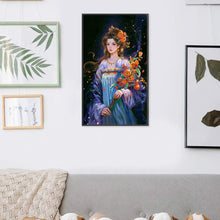 Load image into Gallery viewer, Yishu - Girl With Long Hair And Flowers - 50*80CM 11CT 3 Stamped Cross Stitch
