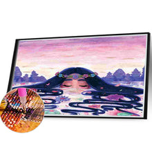 Load image into Gallery viewer, Girl By A Mountain Lake 40*30CM(Canvas) Full Round Drill Diamond Painting
