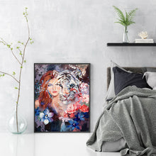 Load image into Gallery viewer, Yishu - Tiger And Woman - 40*52CM 11CT 3 Stamped Cross Stitch
