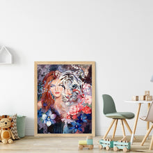 Load image into Gallery viewer, Yishu - Tiger And Woman - 40*52CM 11CT 3 Stamped Cross Stitch
