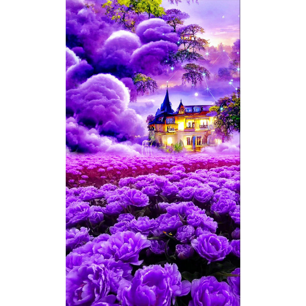 Dreamlike Purple House 40*70CM(Picture) Full Square Drill Diamond Painting