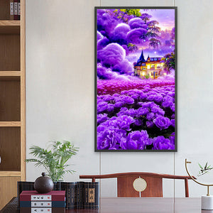 Dreamlike Purple House 40*70CM(Picture) Full Square Drill Diamond Painting