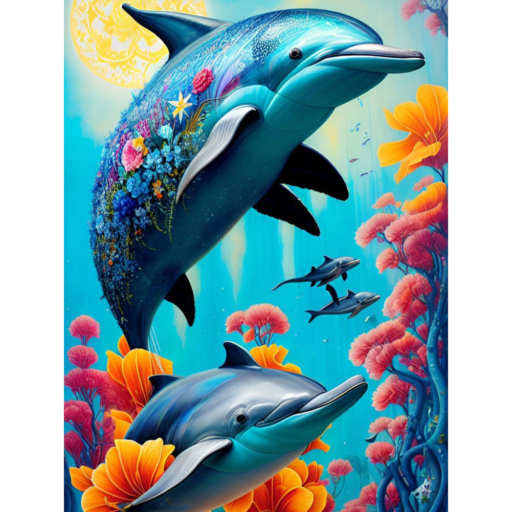 Dolphin 30*40CM(Canvas) Full Round Drill Diamond Painting