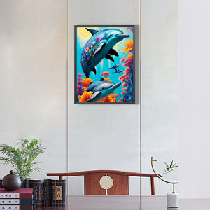 Dolphin 30*40CM(Canvas) Full Round Drill Diamond Painting