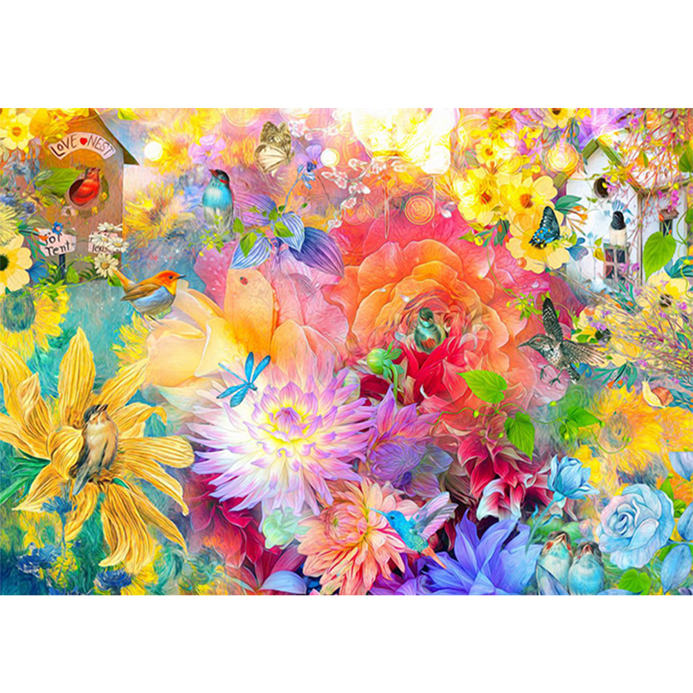 Huancan - Flowers And Birds - 60*45CM 11CT 3 Stamped Cross Stitch