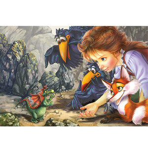 Yishu - Girl And Animals - 60*40CM 11CT 3 Stamped Cross Stitch