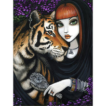 Load image into Gallery viewer, Girl And Tiger 30*40CM(Canvas) Full Round Drill Diamond Painting
