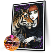 Load image into Gallery viewer, Girl And Tiger 30*40CM(Canvas) Full Round Drill Diamond Painting
