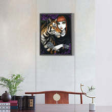 Load image into Gallery viewer, Girl And Tiger 30*40CM(Canvas) Full Round Drill Diamond Painting
