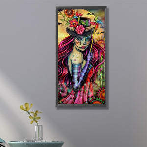 Girl Holding A Windmill 30*70CM(Canvas) Full Round Drill Diamond Painting