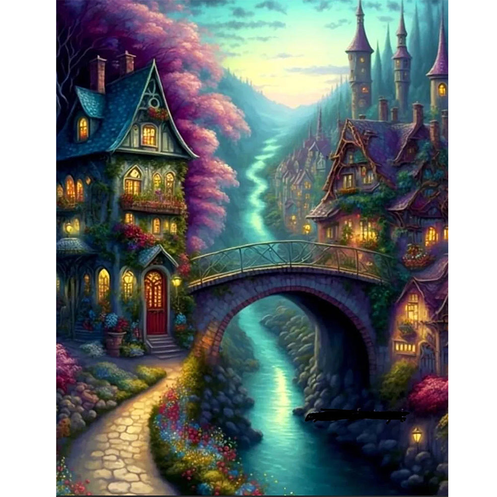 House With A Small Bridge 40*50CM(Canvas) Full Round Drill Diamond Painting
