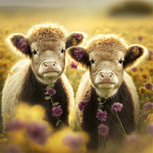 Load image into Gallery viewer, Cow With Flowers 30*30CM(Canvas) Full Round Drill Diamond Painting
