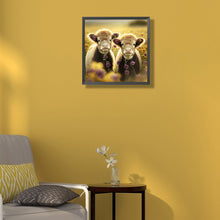 Load image into Gallery viewer, Cow With Flowers 30*30CM(Canvas) Full Round Drill Diamond Painting
