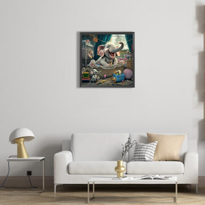 Mother Elephant 40*40CM(Canvas) Full Round Drill Diamond Painting