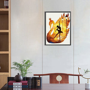Swan Ballet Girl Silhouette 35*45CM(Canvas) Full Round Drill Diamond Painting