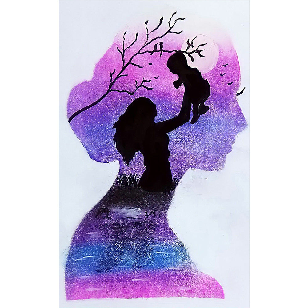 Mother Earth Silhouette 30*50CM(Canvas) Full Round Drill Diamond Painting
