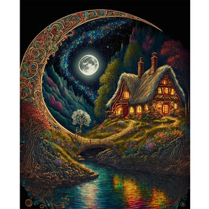 Yishu - Dreamlike Moonlit Night Scene - 50*60CM 11CT 3 Stamped Cross Stitch