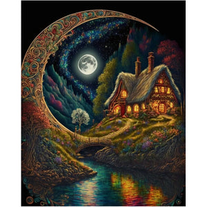 Yishu - Dreamlike Moonlit Night Scene - 50*60CM 11CT 3 Stamped Cross Stitch