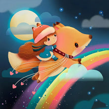 Load image into Gallery viewer, Girl Running With A Fox On A Rainbow Bridge 30*30CM(Canvas) Full Round Drill Diamond Painting
