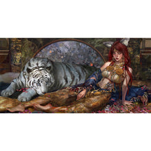 Load image into Gallery viewer, Huancan - Girl And Tiger - 90*50CM 11CT 3 Stamped Cross Stitch
