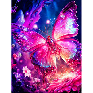 Pink Butterfly 30*40CM(Canvas) Full Round Drill Diamond Painting
