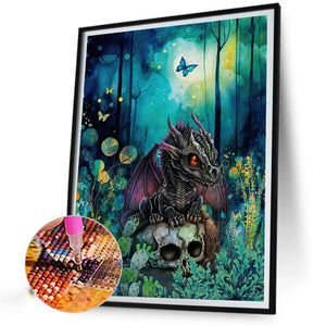 Black Dragon Skull 30*40CM(Canvas) Full Round Drill Diamond Painting