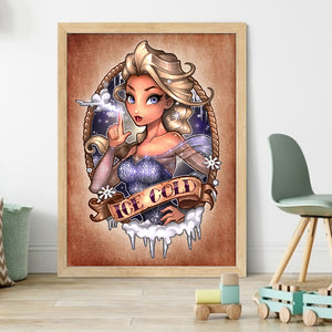 Yishu - Frozen Princess Elsa - 40*56CM 11CT 3 Stamped Cross Stitch