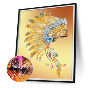 Feather Hat 30*40CM(Canvas) Partial Special Shaped Drill Diamond Painting