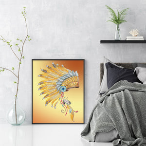 Feather Hat 30*40CM(Canvas) Partial Special Shaped Drill Diamond Painting