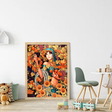 Load image into Gallery viewer, Yishu - Girl And Flowers - 50*66CM 11CT 3 Stamped Cross Stitch
