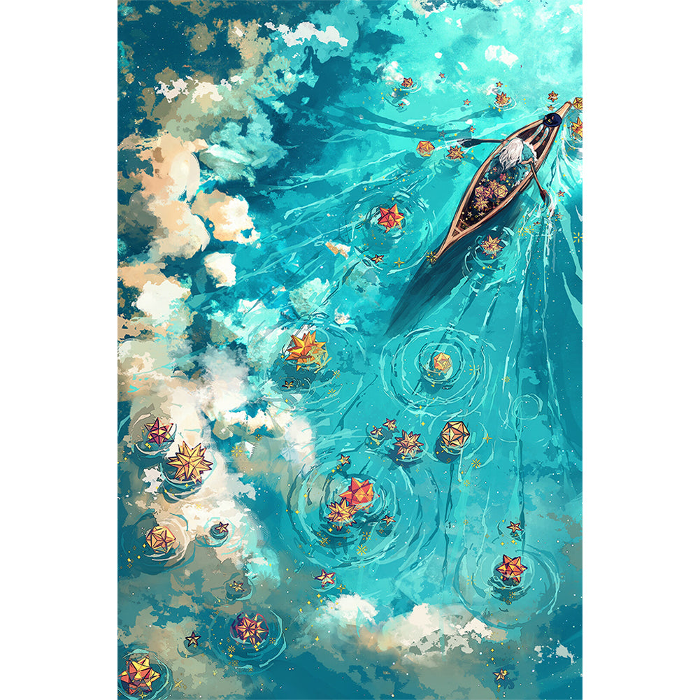 Yishu - Anime Lake Scene - 50*75CM 11CT 3 Stamped Cross Stitch
