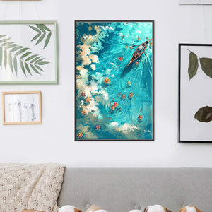 Yishu - Anime Lake Scene - 50*75CM 11CT 3 Stamped Cross Stitch