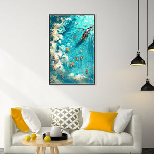 Yishu - Anime Lake Scene - 50*75CM 11CT 3 Stamped Cross Stitch